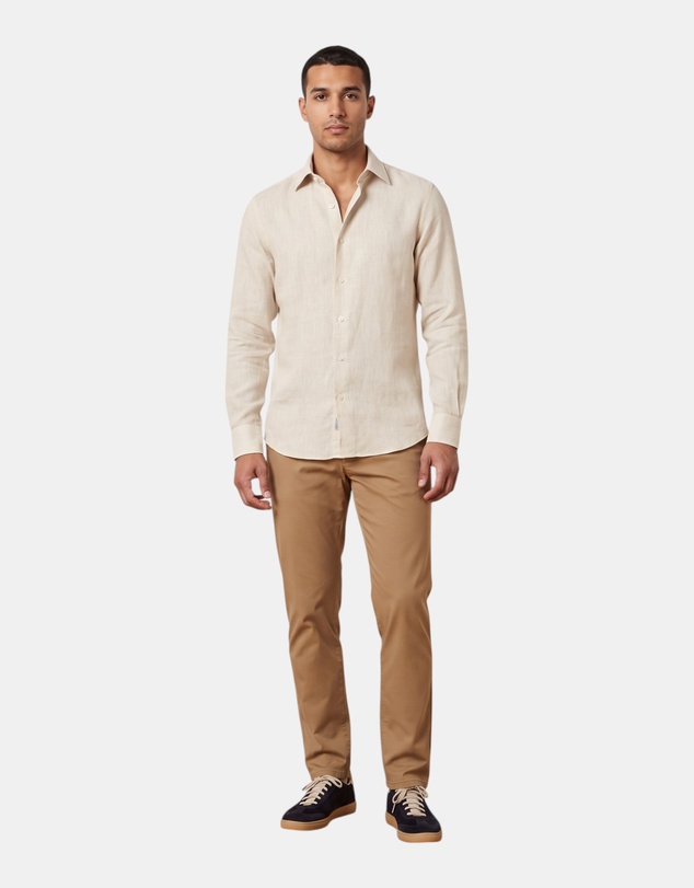 Henry Bucks - HENRY SARTORIAL Fashion Soft Linen Shirt BEIGE