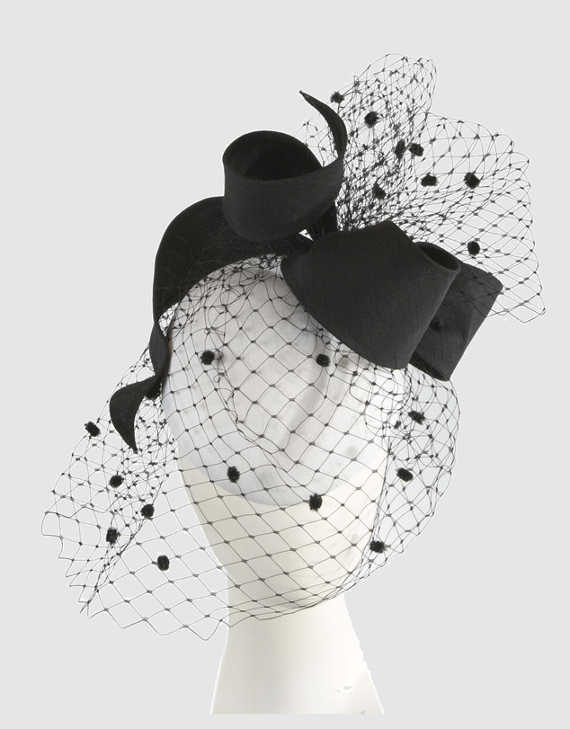 Max Alexander - White & Black Pillbox with Veil Fascinator