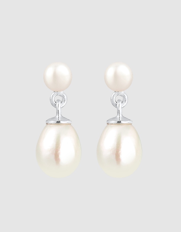 Elli Jewelry - Earrings Ear Hangers with Freshwater Pearls in 925 Sterling Silver