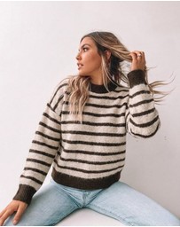 Esther & Co - Pollock Knit - Choc Stripe