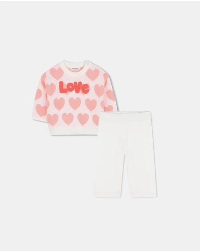 Billieblush - Heart-Patterned Sweater and Trousers Knitted Set - Babies