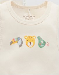 Purebaby - 2 Pack Short Sleeve Ribbed Bodysuit -Babies