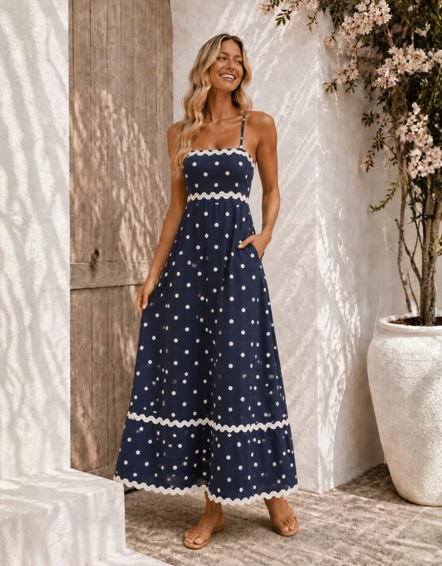 Esther & Co - Priah Dress - Navy Spot