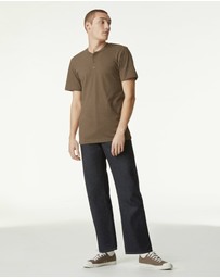 American Apparel - Unisex Henley Short Sleeve CVC T-Shirt