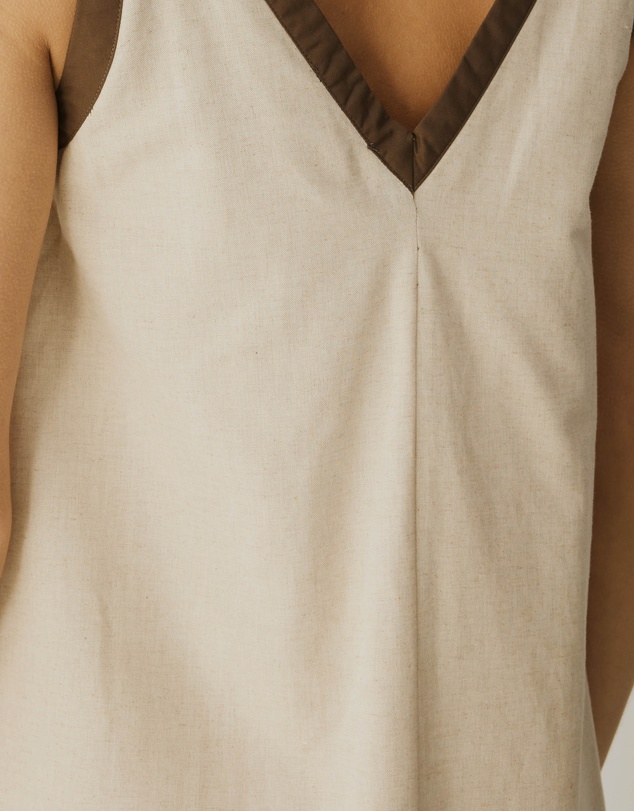 Atmos&Here - Contrast Linen Blend Mini Dress