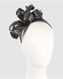 Max Alexander - Leather Leafs Black Headband Fascinator