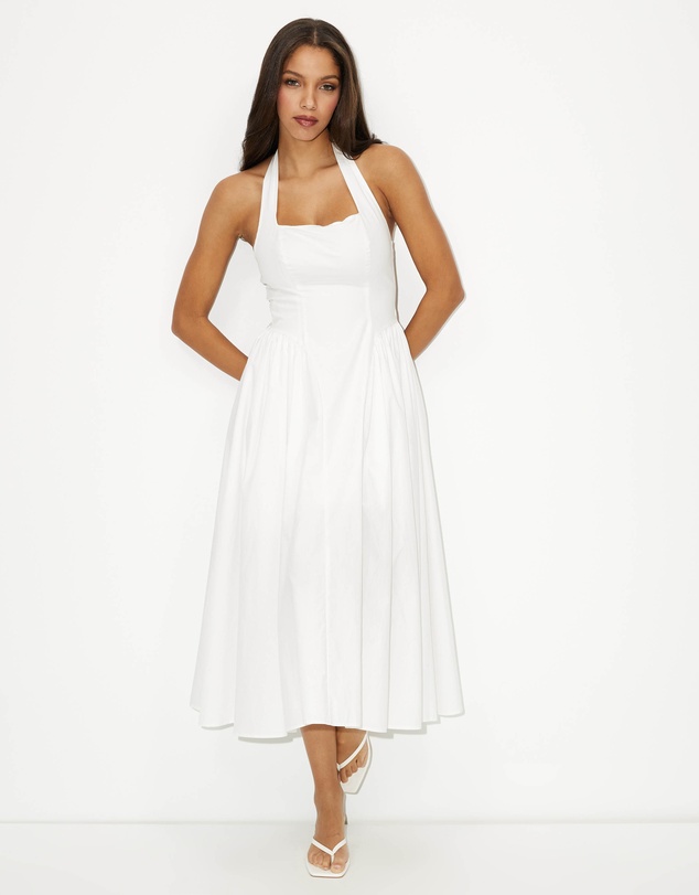 Dazie - Elsa Halter Cotton Midi Dress