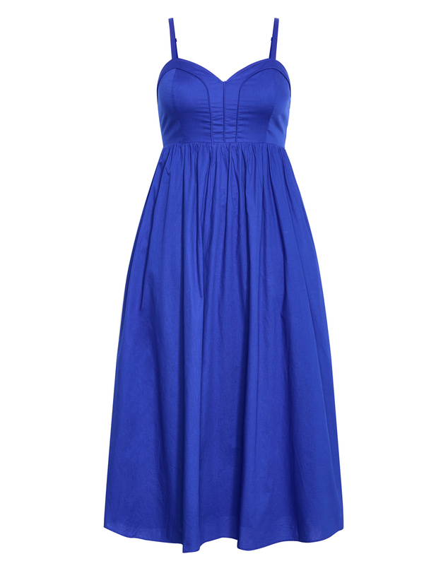 City Chic - Plus size Positano Strappy Cotton Maxi Dress - cobalt