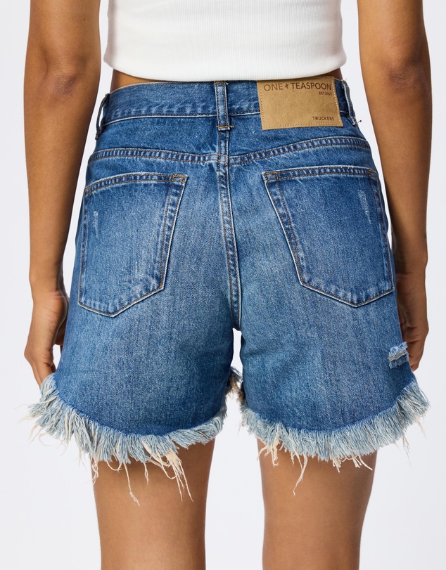 ONE TEASPOON - Truckers Mid Waist Relaxed Shorts - ICONIC EXCLUSIVE