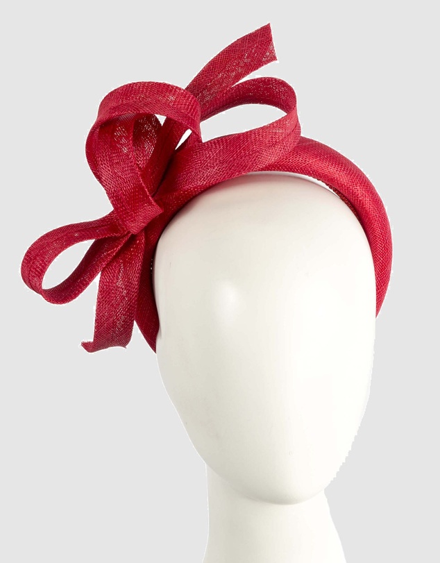 Max Alexander - Red Sinamay Bow Racing Fascinator Headband