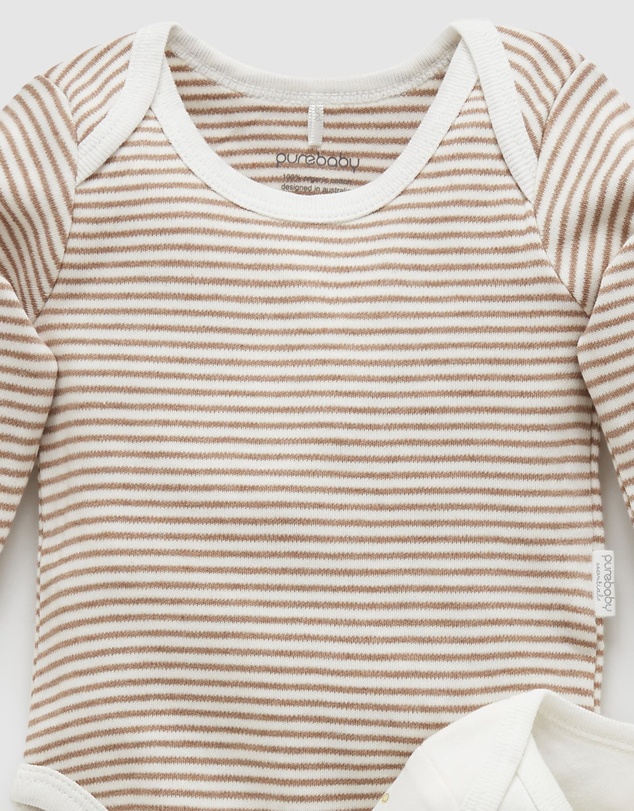 Purebaby - Easy Neck L/S Bodysuit 2 pack-Babies