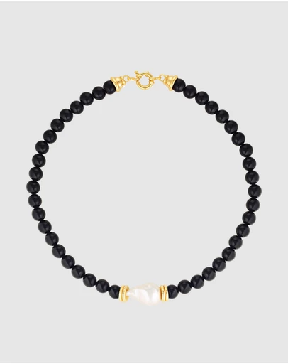 HOUSE OF SLANI - Black Gold Onira Onyx Bead Necklace