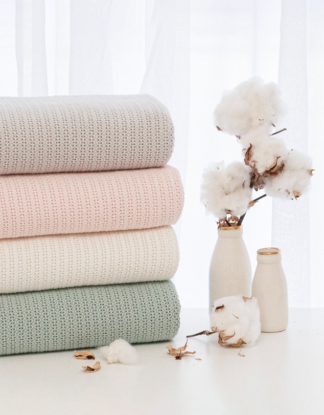 Living Textiles - Organic Bassinet/Cradle Cellular Blanket - Sage