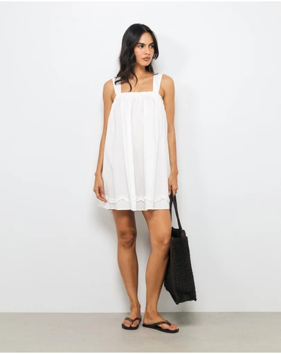 AERE - Mirae Gathered Cotton Mini Dress