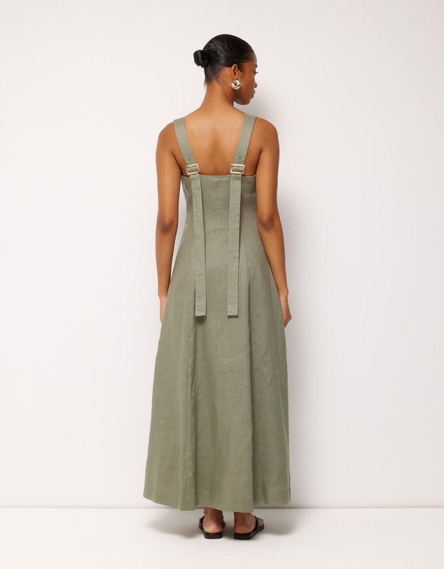AERE - Tully Linen Back Detail Dress