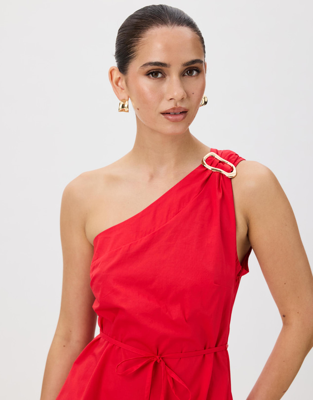Tussah - Fleur One Shoulder Tie Detail Midi Dress