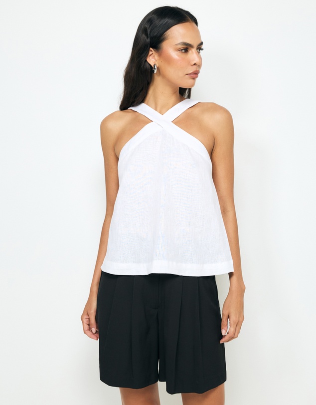 AERE - Elodie Linen Cross Front Top
