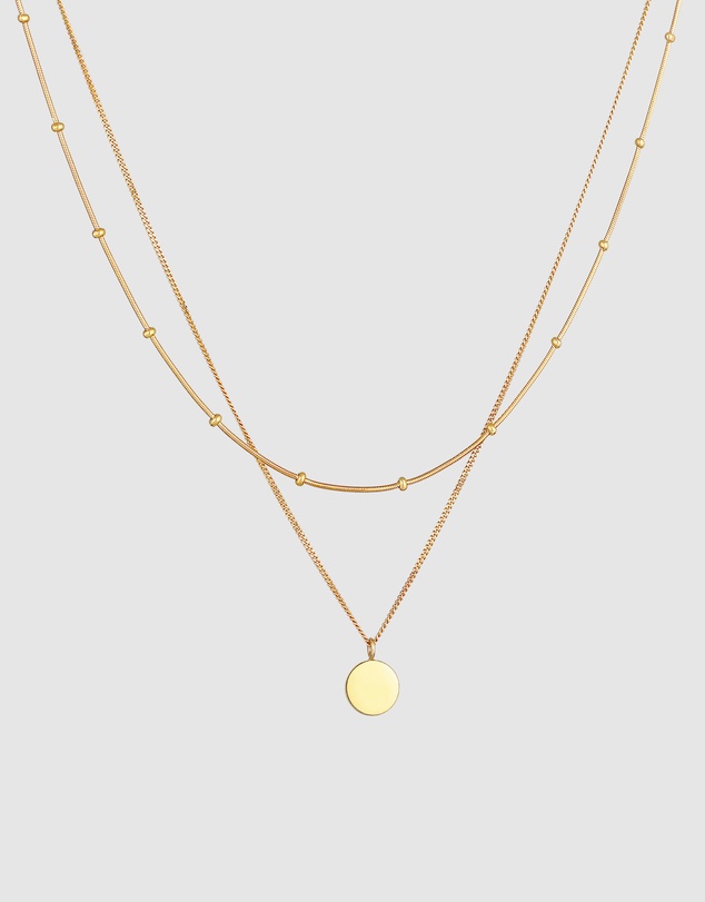 Elli Jewelry - Filigree Round Pendant Layered Necklace in Gold-Plated 925 Silver