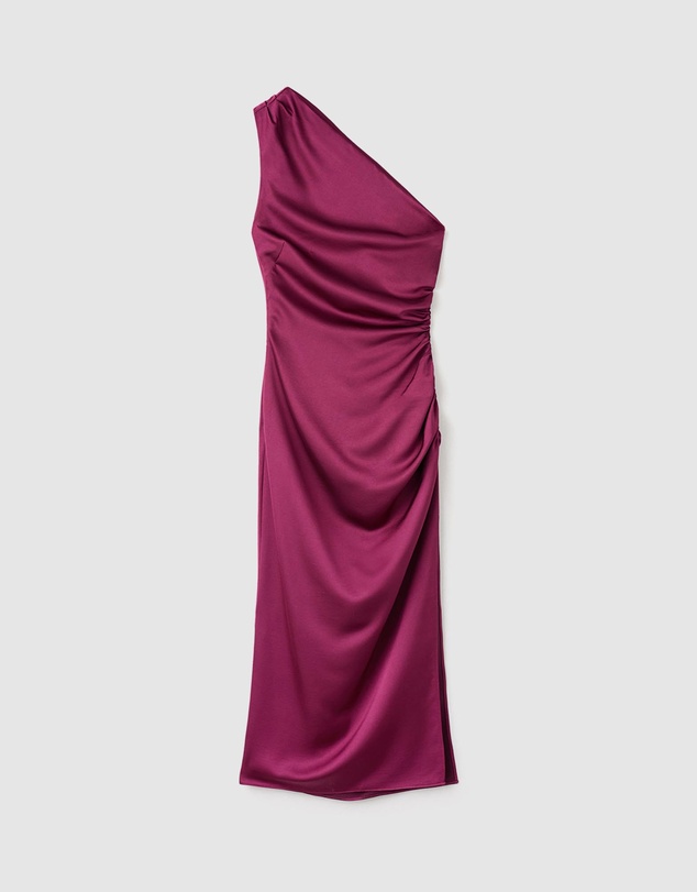 M.N.G - Asymmetrical Satin Dress With Side Slits