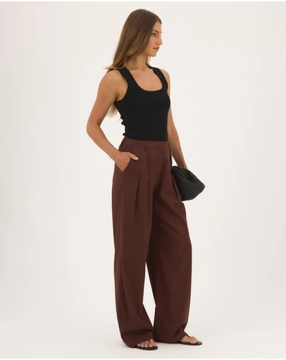 Atmos&Here - Pia Linen Blend Wide Leg Pants