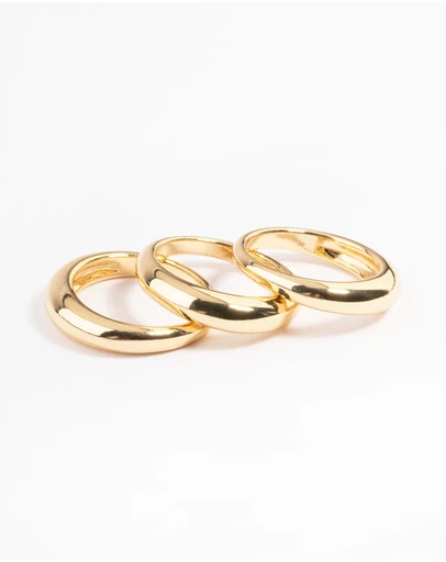 Lovisa - Gold Plated Medium Dome Ring Pack
