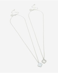 Lovisa - Waterproof Stainless Steel Diamante Flower Necklaces 2- Pack