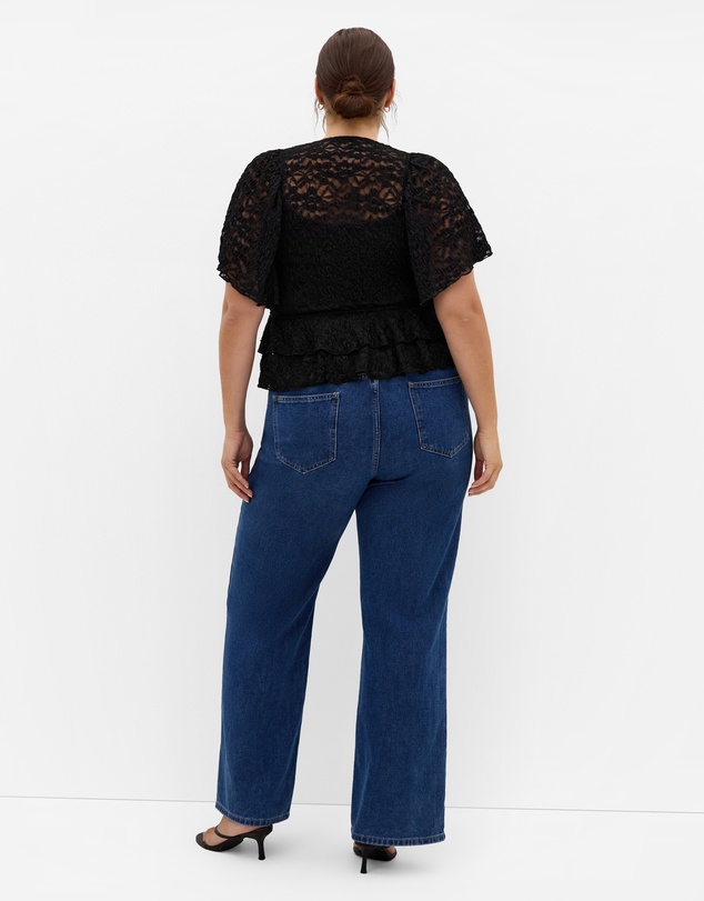 City Chic - Plus size Lily Lace Top - black