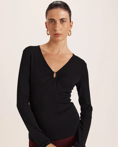 SABA - Coco Wool Ruched Long Sleeve Top
