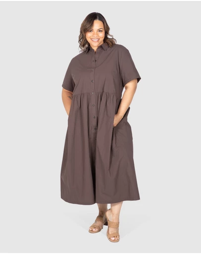 Love Your Wardrobe - Natalie Poplin Maxi Shirt Dress