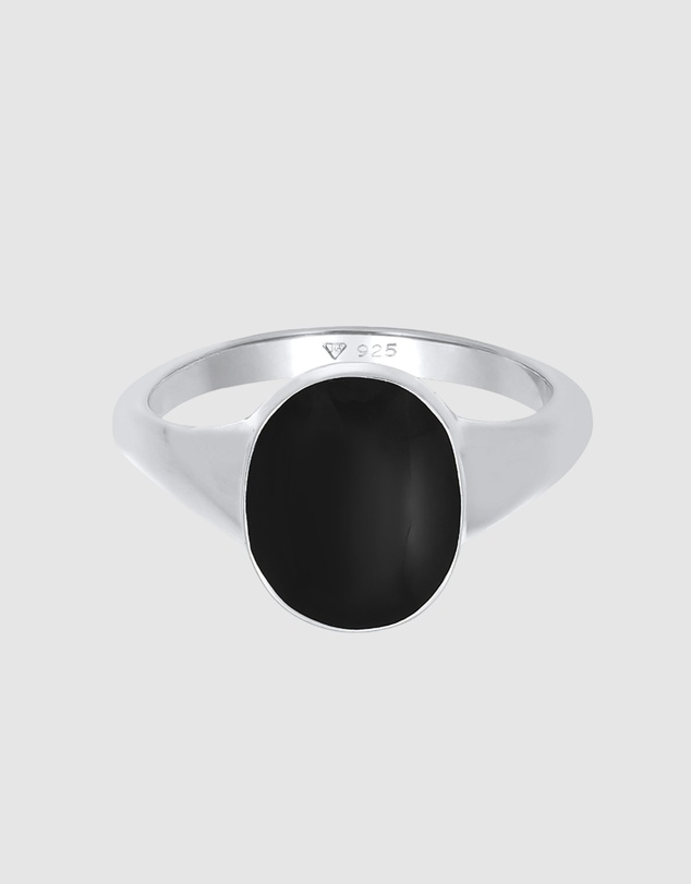 Elli Jewelry - Ring Signet Ring Classic Oval with Enamel in 925 Sterling Silver