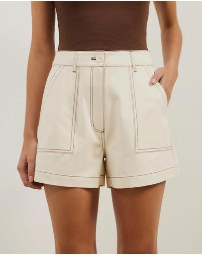 Atmos&Here - Cara Contrast Stitch Twill Shorts