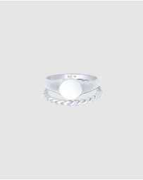 Elli Jewelry - Ring Signet Basic Band Twist Set of 2 in 925 Sterling Silver