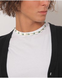 Kuzzoi - ICONIC EXCLUSIVE - Necklace Men Nylon Shell White 925 Sterling Silver