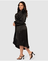 Pink Dusk by Curve Project - Girl Crush Satin Wrap Dress