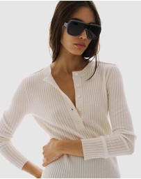 Perfect Moment - Ribbed Henley Knit Top