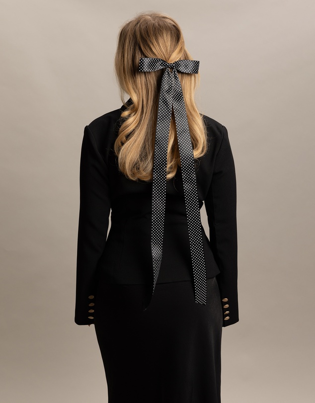 Morgan & Taylor - Lala Hair Bow in Black with White Polk Dots