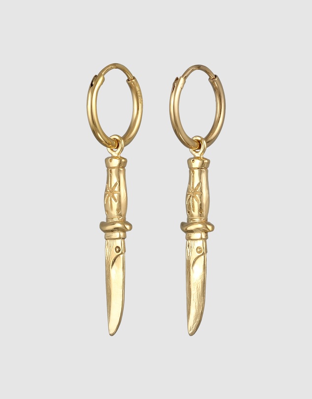 Haze & Glory - ICONIC EXCLUSIVE - Earrings Hoops Men Dagger 925 Sterling Silver Gold-Plated