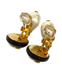 Pre-Loved by Azura Reborn - Pre-Loved CC Gold Plated Resin and Faux Pearl Drop Clip On Earrings