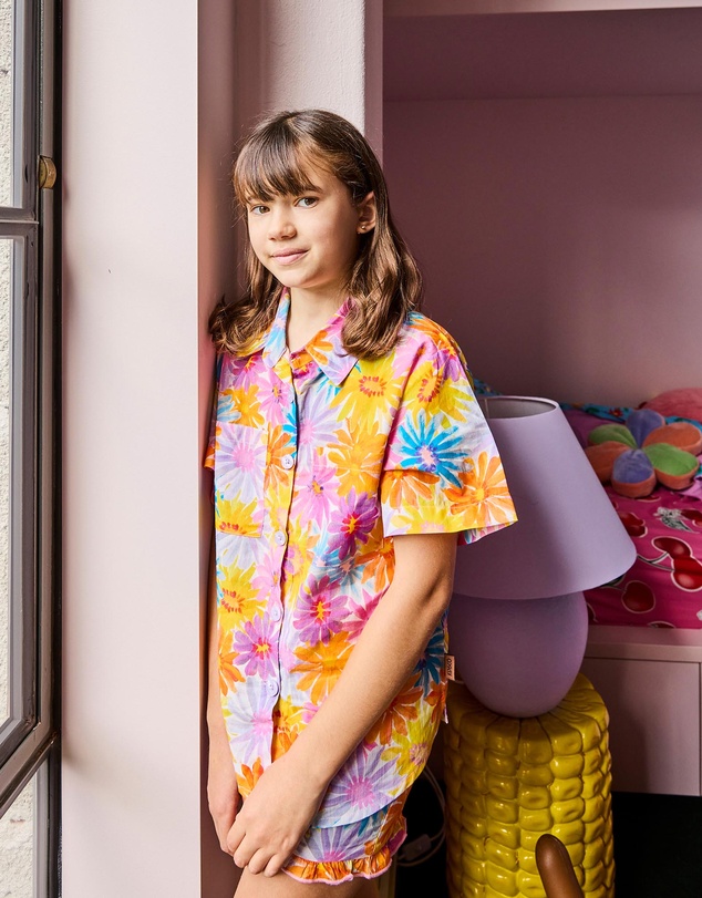 Kip&Co - Petal Power Kids Organic Cotton SS Shirt & Shorts Pyjama - Kids-Teens