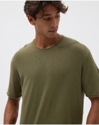 AERE - Linen Blend Rolled Hem Tee