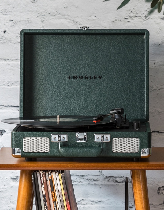 Crosley - Crosley Cruiser Bluetooth Portable Turntable - Emerald Green + Bundled Crosley Record Storage Crate