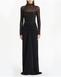 Carla Zampatti - Black Mesh Spot Contrast Gown