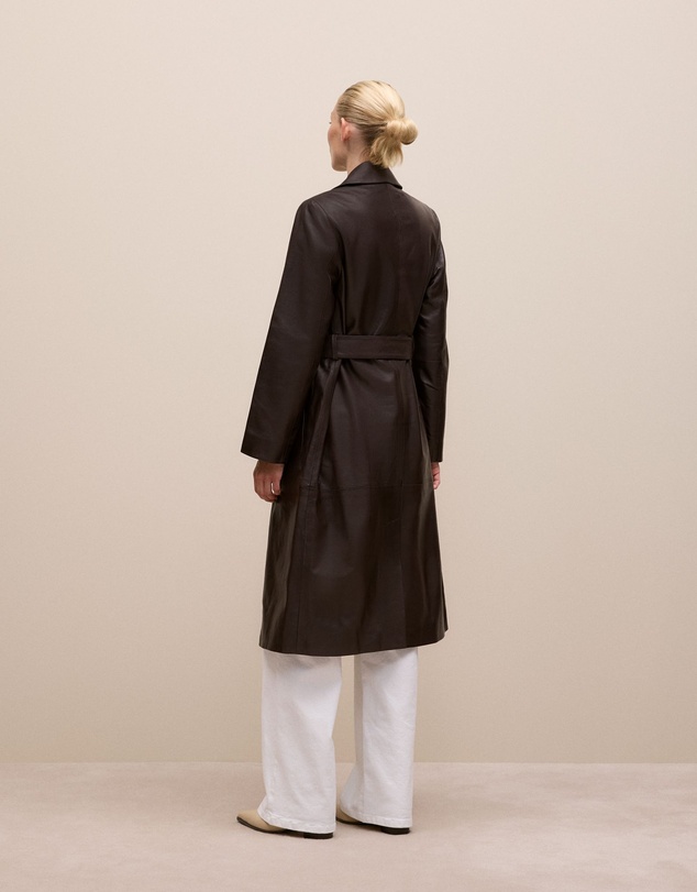 Trenery - Leather Trench Coat in Coffee Bean