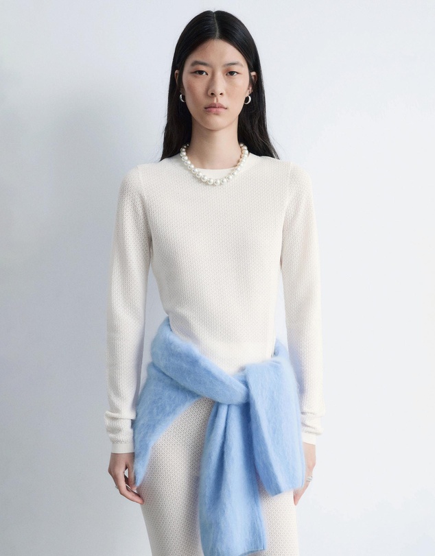 & Other Stories - Long-Sleeve Pointelle-Knit Top