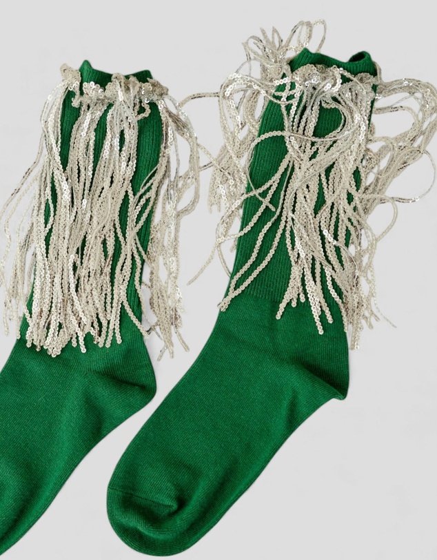 High Heel Jungle - Bowie Cotton Socks With Glitter Fringe