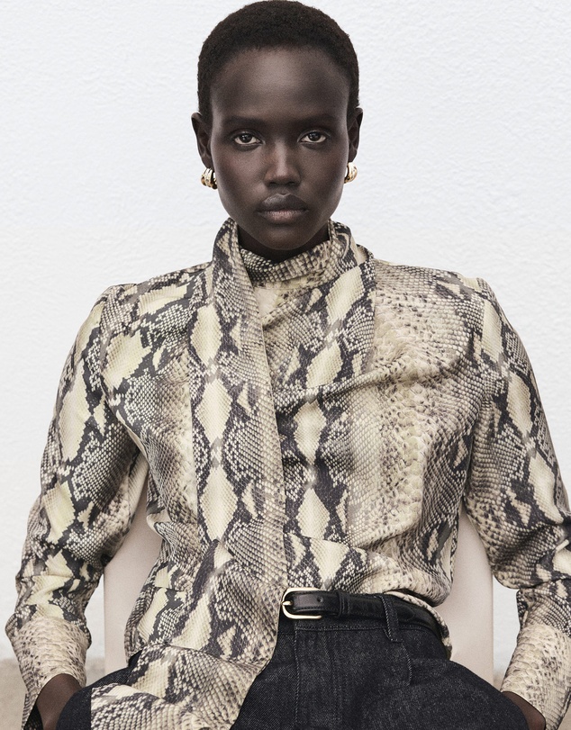 M.N.G - Animal-Print Blouse With Scarf