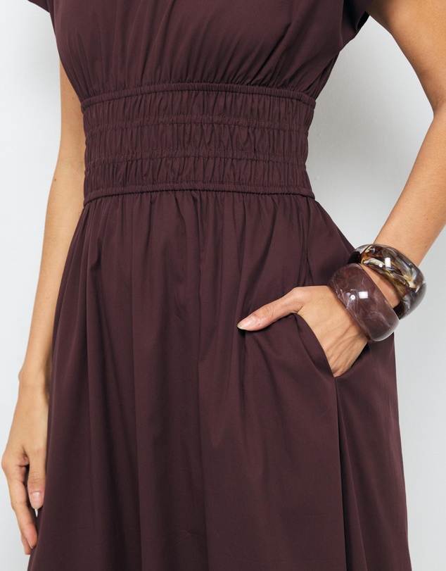 AERE - Runa Shirred Waist Midi Dress