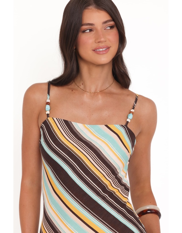 Petal & Pup - Kosta Mini Dress - Brown Retro Stripe
