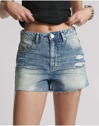 ONE TEASPOON - Bowies High Waist Denim Shorts - Sunset Blue