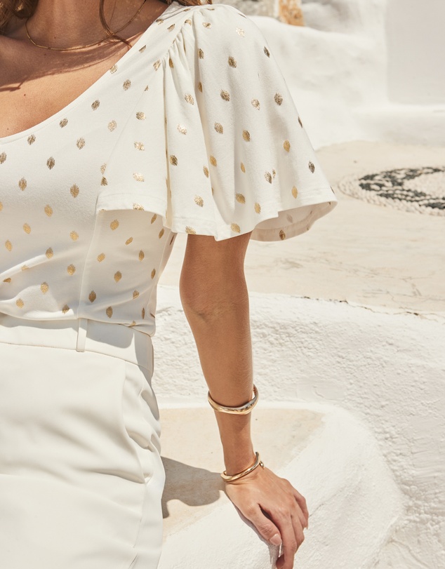 Sosandar - Metallic Fleck Print Top